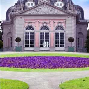 Photography Backdrops Purple Flowers Manor House Architecture Background
