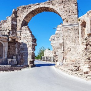 Stone Door Photography Background Ancient Ruins Blue Sky Architecture Backdrops