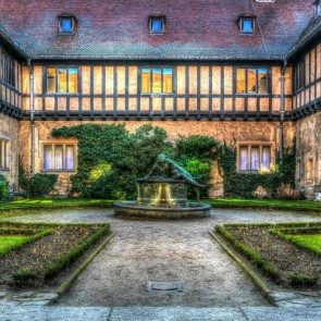 Fountain Castle Courtyard Photography Backdrops Architecture Background