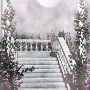 Staircase Purple Flowers Photography Backdrops Architecture Background