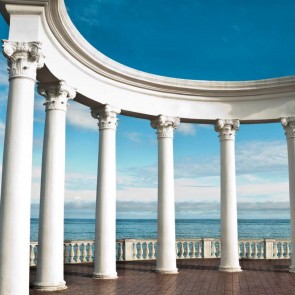 White Pillars Sea Blue Sky Photography Background Architecture Backdrops