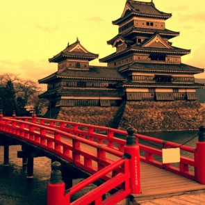 Red Bridge Temple Sunset Photography Background Japan Architecture Backdrops