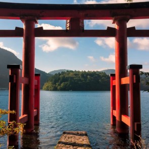 Photography Background Blue Sky Lake Toriitorii Architecture Backdrops