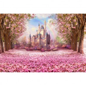 Flowers Photography Backdrops Pink Flower Castle Rainbow Background For Wedding