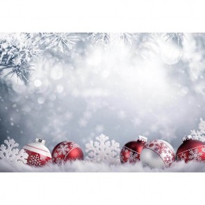 Christmas Photography Backdrops Snow Snowflakes Red Christmas Bulb Background