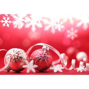 Christmas Photography Backdrops Color Christmas Bulb Red Snowflakes Background