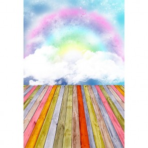 Cartoon Photography Backdrops Color Wood Floor Rainbow Background For Children