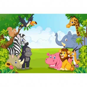 Cartoon Photography Backdrops Animals Zoo Background For Children