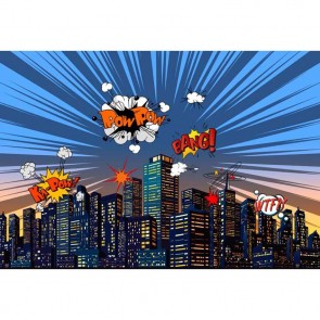 Cartoon Photography Backdrops City Fireworks Night Background For Children