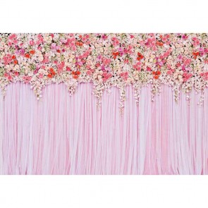 Wedding Photography Backdrops White Red Flowers Pink Curtain Background