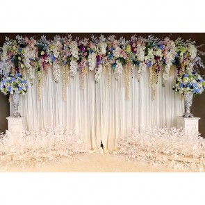 Wedding Photography Backdrops White Curtain White Flower Vase Background