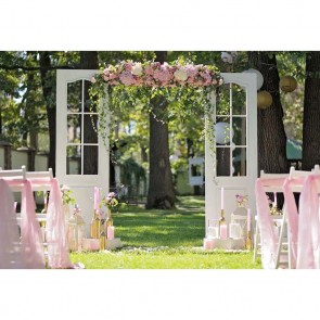 Wedding Photography Backdrops Outdoor Pink Flower White Door And Window Background