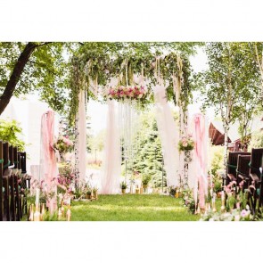 Wedding Photography Backdrops Tree Pink Gauze Flowers Background For Party