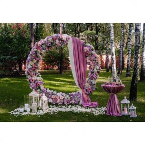 Wedding Photography Backdrops Circle Flowers Lawn Tree White Petals Background