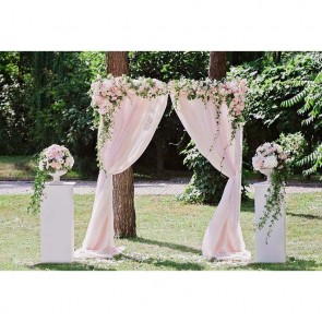 Wedding Photography Backdrops Pink White Flowers Curtains Park Background