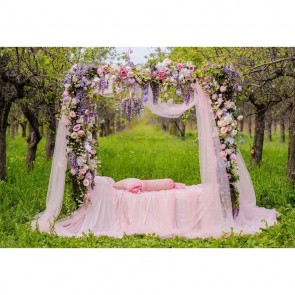 Wedding Photography Backdrops Orchard Grass Pink Bed Purple Flower Background