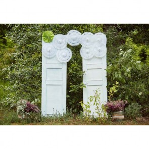 Door Window Photography Backdrops White Door Garden Background For Wedding