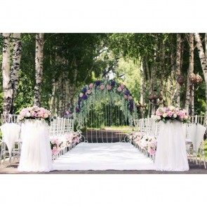 Wedding Photography Backdrops White Carpet Flowers Arched Door Trees Background