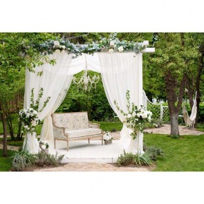Wedding Photography Backdrops White Curtain Park Lawn Sofa Background