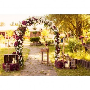 Wedding Photography Backdrops Purple White Flower Path Background For Party