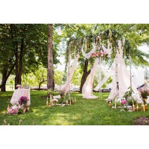Wedding Photography Backdrops Trees Lawn Green Leaves And Flowers Background