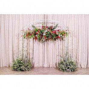 Wedding Photography Backdrops Pink Curtain White Flower Rack Background