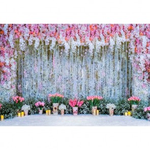 Wedding Photography Backdrops Pink Tulip Flower Curtain Background For Party