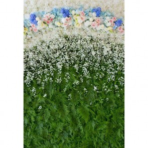 Flowers Photography Backdrops Blue White Flower Green Leaves Background For Wedding