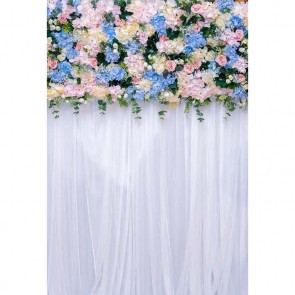 Wedding Photography Backdrops Pink Flowers White Curtain Background For Party