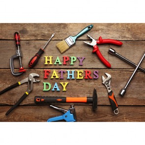 Father's Day Photography Backdrops Hammer Pliers Brown Wood Floor Background