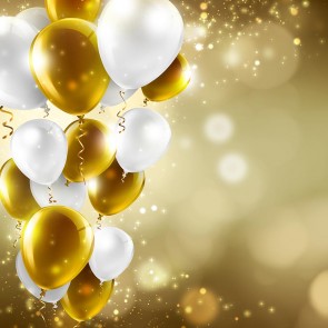 Custom Photography Backdrops Golden White Balloon Prom Background For Party