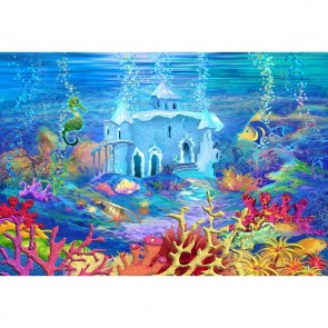 Cartoon Photography Backdrops Undersea Hippocampal Corals Background For Children