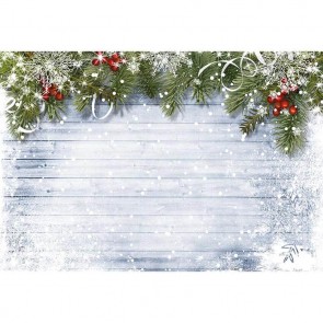 Christmas Photography Backdrops White Wood Wall Snowflakes Christmas Holly Background