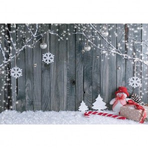 Christmas Photography Backdrops Snowman Grey Wood Wall Decoration Background