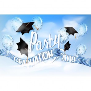 Custom Photography Backdrops Balloon Graduation Blue Background For Party