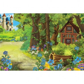 Cartoon Photography Backdrops Castle Flowers Jungle Background For Children