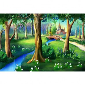 Cartoon Photography Backdrops Jungle River Castle Background For Children