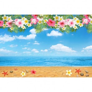 Cartoon Photography Backdrops Beach Flowers Blue Sky Background For Children