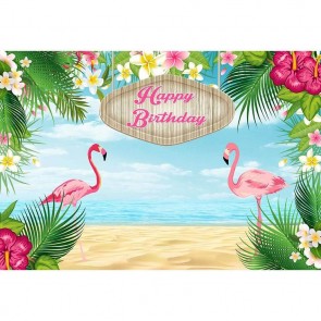 Birthday Photography Backdrops Flamingo Beach Flowers Smash Cake Background