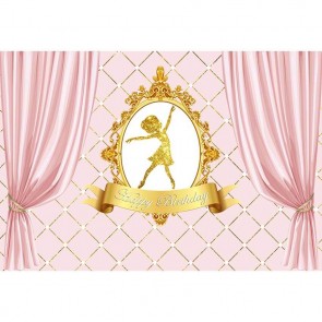 Birthday Photography Backdrops Pink Curtain Golden Lattice Smash Cake Background