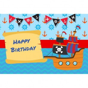 Cartoon Photography Backdrops Happy Birthday Pirate Ship Background For Children