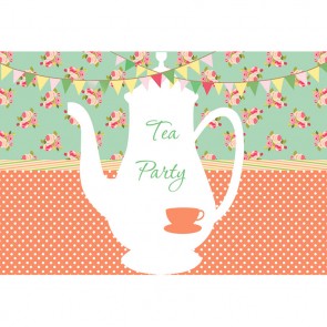 Custom Photography Backdrops Tea Party Cartoon Flower Kettle Background