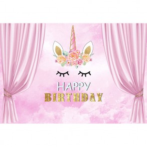 Birthday Photography Backdrops Girl Curtain Pink Rabbit Ear Smash Cake Background