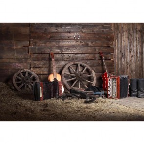 Father's Day Photography Backdrops Guitar Wooden Wheels Background