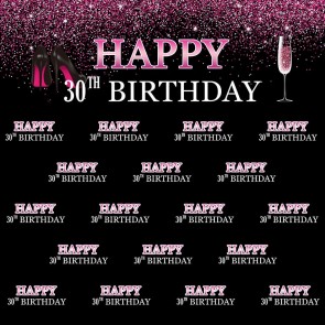 Birthday Photography Backdrops Thirty Years Old Purple Powder Lady Black Background