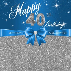 Birthday Photography Backdrops Forty Years Old Blue Butterfly Knot Stars Background