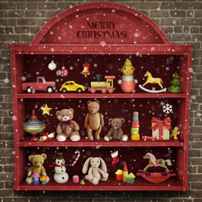 Christmas Photography Backdrops Christmas Gifts Toys Brick Wall Snowflakes Background