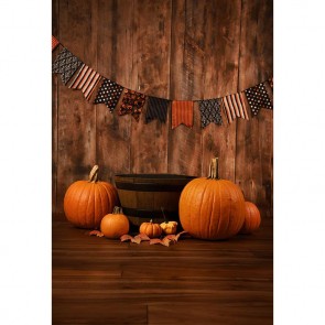 Thanksgiving Day Photography Backdrops Pumpkin Brown Wood Wall Background