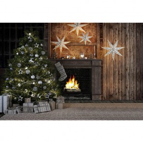 Christmas Photography Backdrops Christmas Tree Carpet Brown Wood Wall Grey Gift Box Background