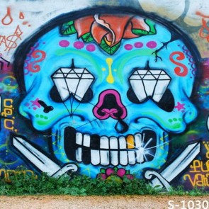 Graffiti Photography Backdrops Blue Skull Head Background For Photo Studio